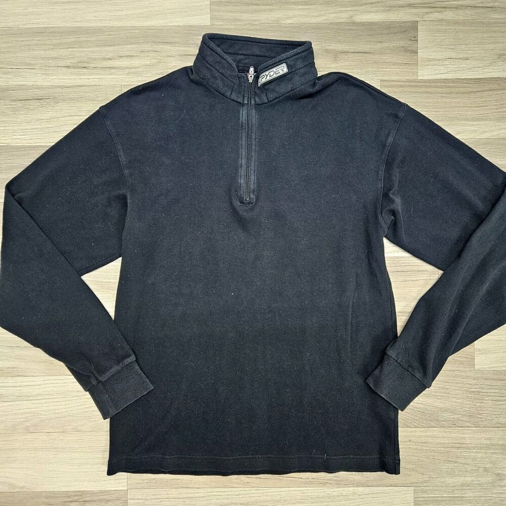 Spyder Mens Black 1/4 Zip Mock Neck Web Shirt Small